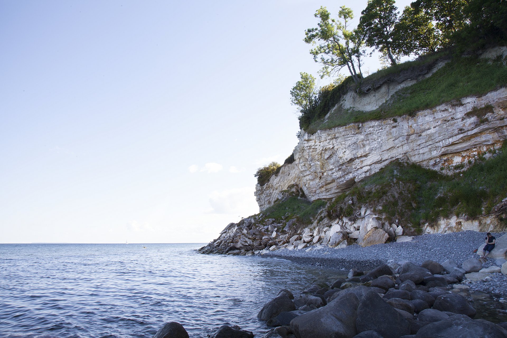 Foto af Stevns Klint ved havkanten