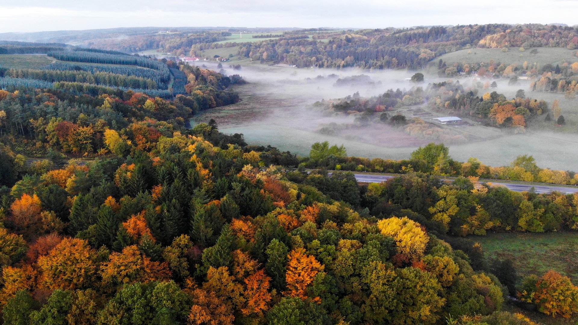 Luftfoto af Rebild National park