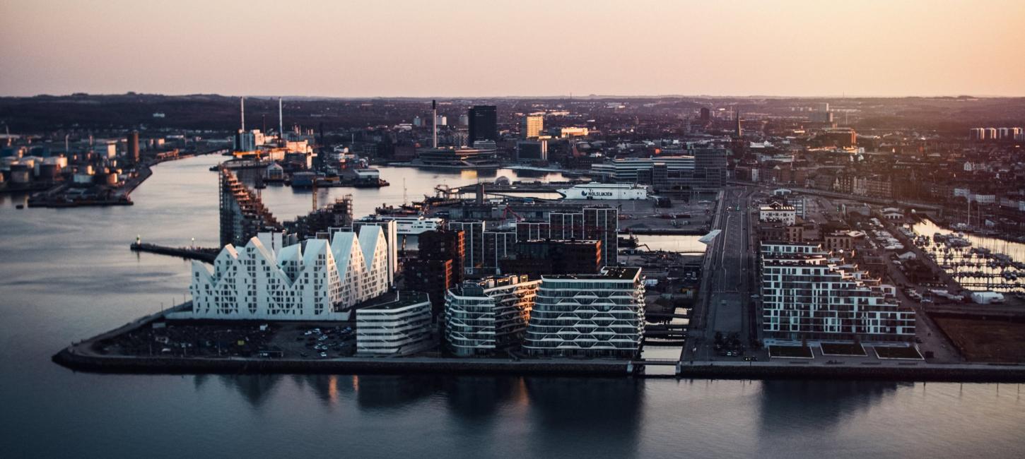 Luftfoto af Aarhus havn